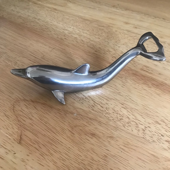 Vintage Chrome Dolphin Shaped Bottle Opener - Picture 1 of 10